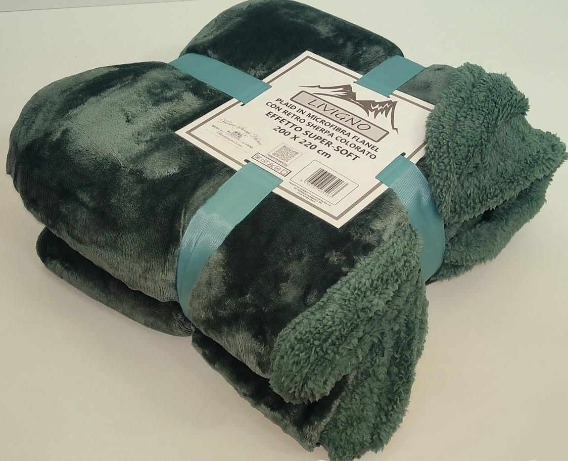 PLAID IN MORBIDA MICROFIBRA FLANEL CON SHERPA COLORATO 150X200 FIOCCO