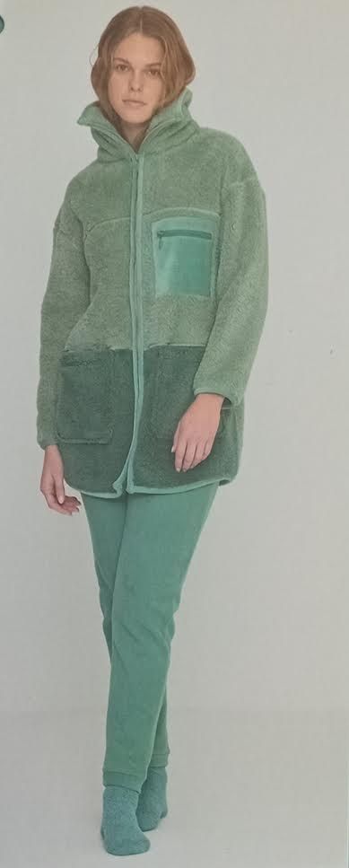 PIGIAMA DONNA CINIGLIA A COSTE PANTALONE SENZAPOLSINO FA8859 NOI DI NOTTE