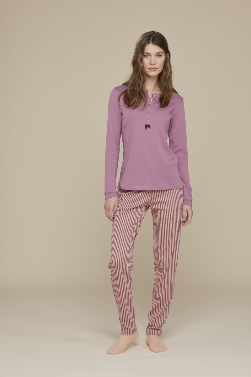 PIGIAMA DONNA CALDO COTONE CON POLSINI NOI DI NOTTE FA7878PS