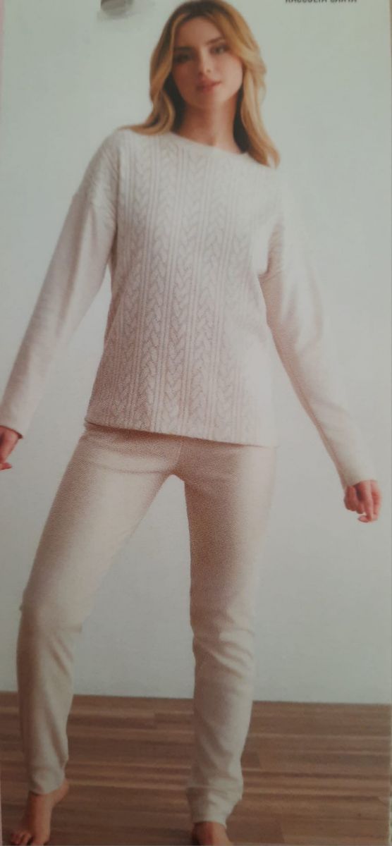 PIGIAMA DONNA CALDO COTONE CON POLSINI NOI DI NOTTE FA7878PS