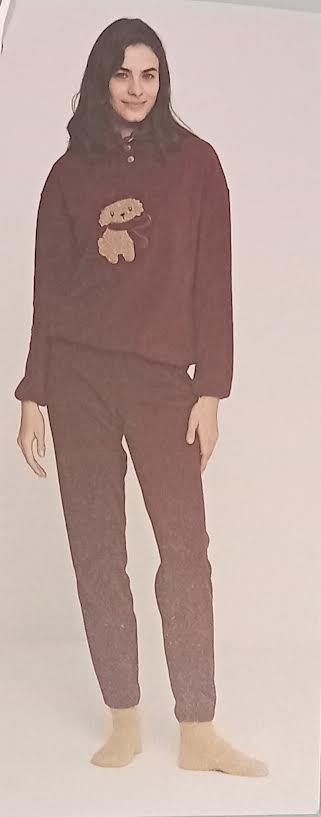 PIGIAMA DONNA SERAFINO IN CALDO COTONE PANTALONE CON POLSINO  FA8782 NOI DI NOTTE