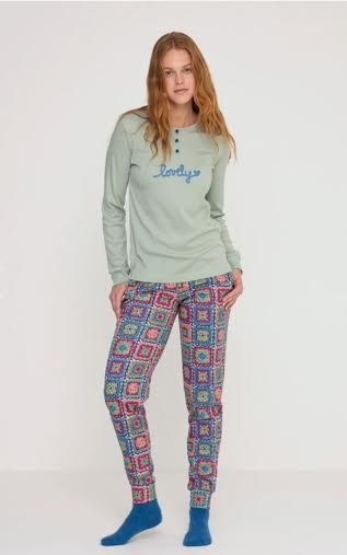 PIGIAMA DONNA MODELLO CAMICIA PANTALONE SENZA POLSINO  IN CALDO COTONE FA8930PS NOI DI NOTTE