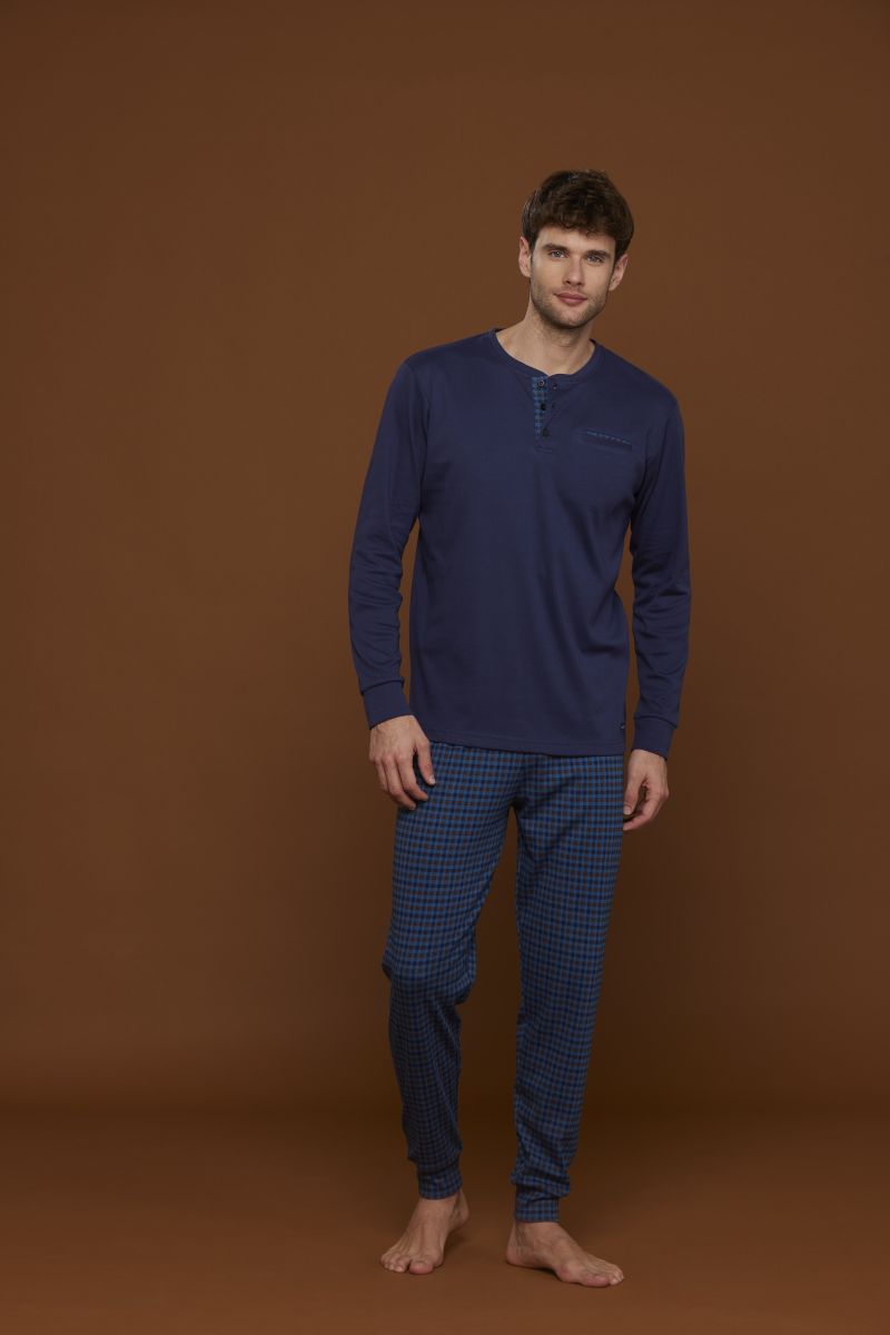 PIGIAMA UOMO CALDO COTONE FA2714AS PANTALONE CON POLSINI