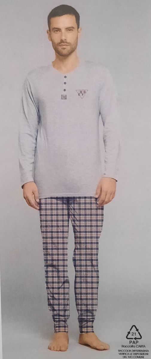 PIGIAMA UOMO CALDO COTONE FA2714AS PANTALONE CON POLSINI