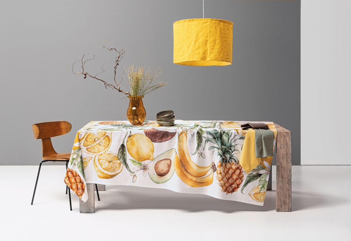 TOVAGLIA TAVOLA QUADRATA COTONE TAG HAUSE 180X180 CITRUS.