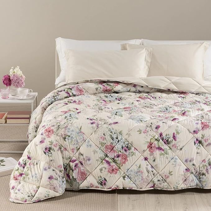 TRAPUNTA MATRIMONIALE FAZZINI IN RASO DI COTONE 300TC TINTO E SOVRASTAMPATO BACO  270X270