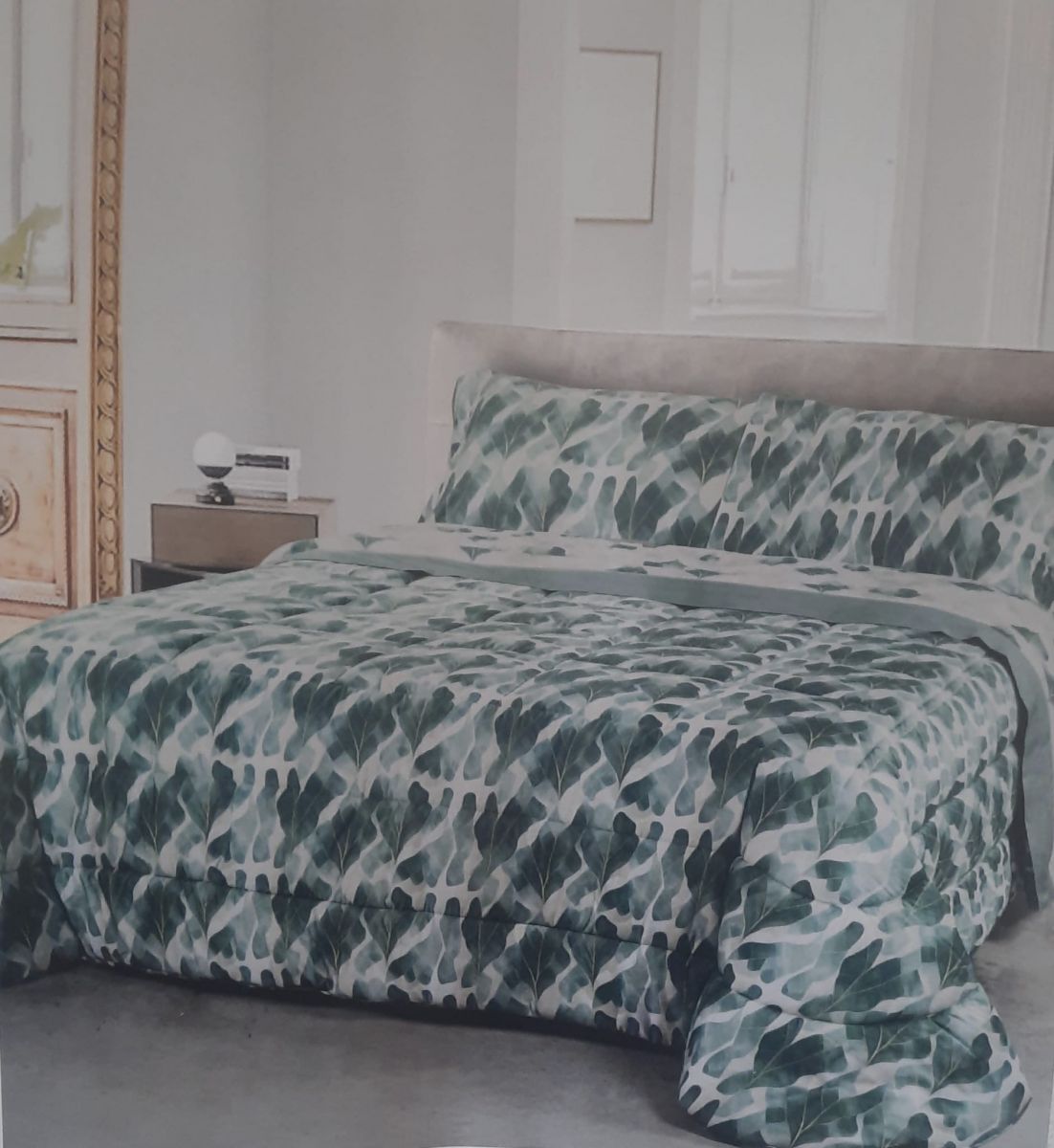 TRAPUNTA MATRIMONIALE FAZZINI IN PERCALLE DI COTONE TINTO E SOVRASTAMPATO GALUCHAT 270X270