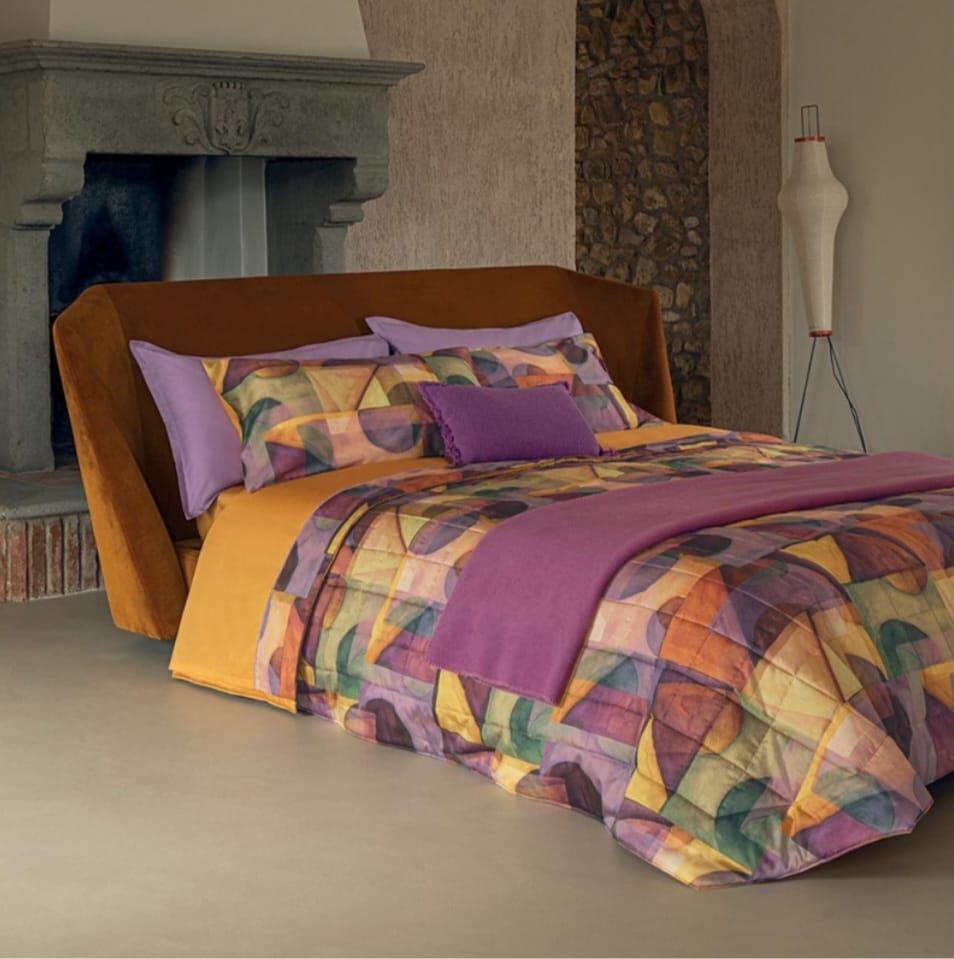 TRAPUNTA MATRIMONIALE FAZZINI IN RASO DI COTONE 300TC TINTO E SOVRASTAMPATO BACO  270X270