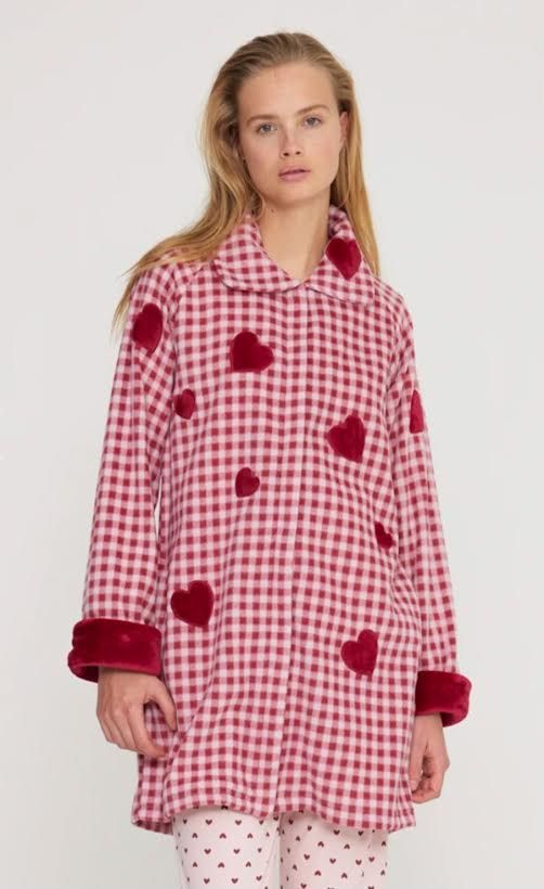 CAMICIA NOTTE DONNA IN CALDO COTONE PICCOLI CUORI CON 5 BOTTONI LA3143PS NOI DI NOTTE