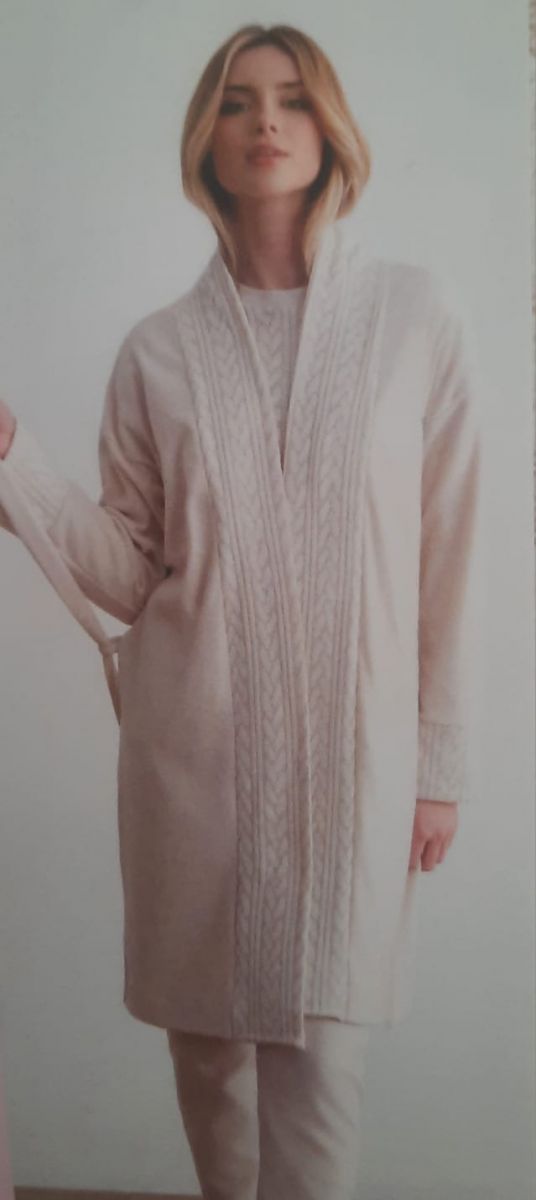 PIGIAMA DONNA CALDO COTONE MODELLO GIROGOLA E PREZIOSA LAVORAZIONE JAQUARD ART. P 9186 PEPENERO